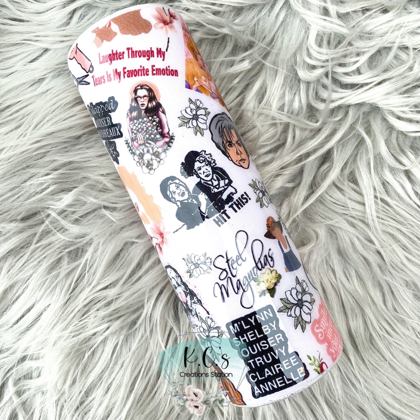 Steel Magnolias inspired glitter tumbler, steel magnolia fans tumbler, ouiser Bourdeaux lovers, sassy Southern girls, blush and bashful