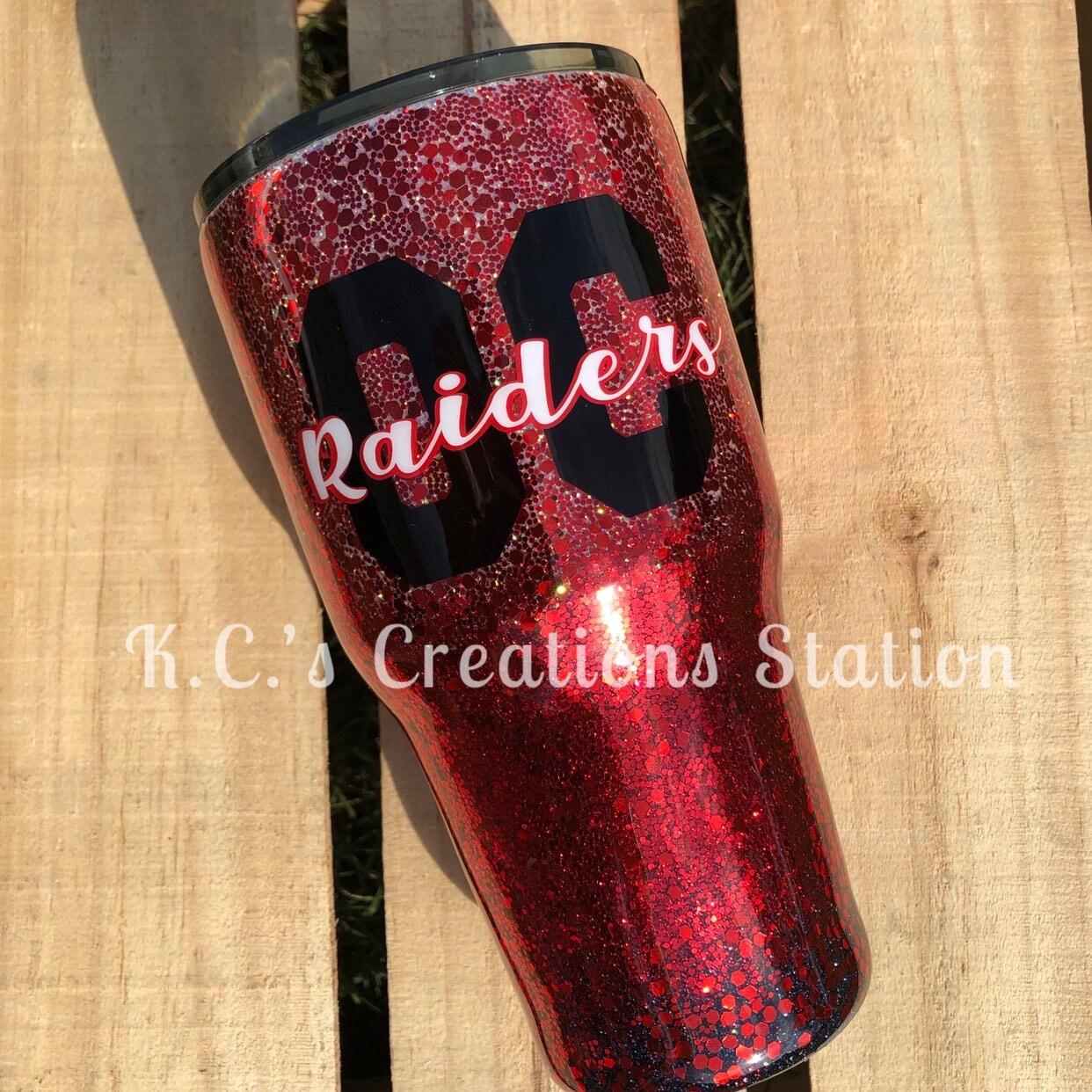 Raiders Glitter Tumbler 