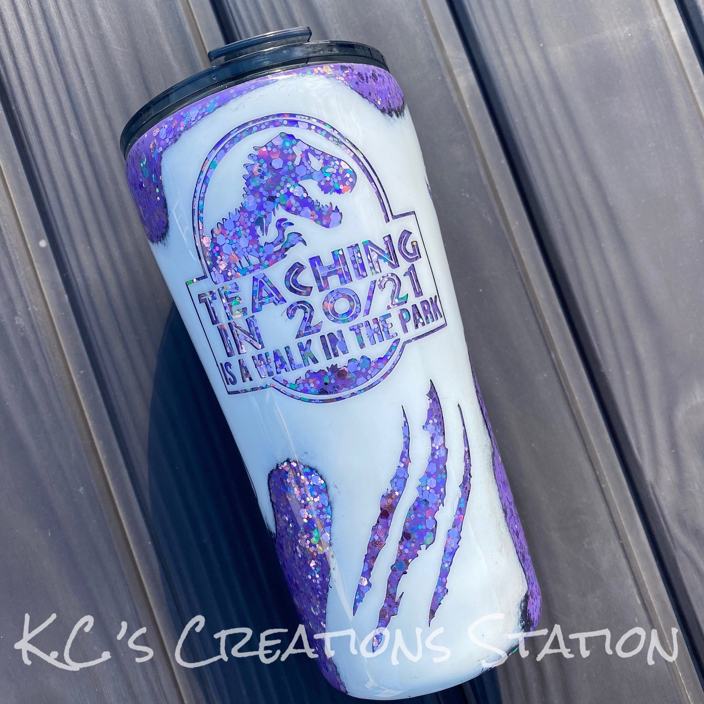 Teaching is a walk in the park glitter tumbler,#teacherlife Jurrasic inspired glitter tumbler, stainless steel tumbler, funny birthday gift