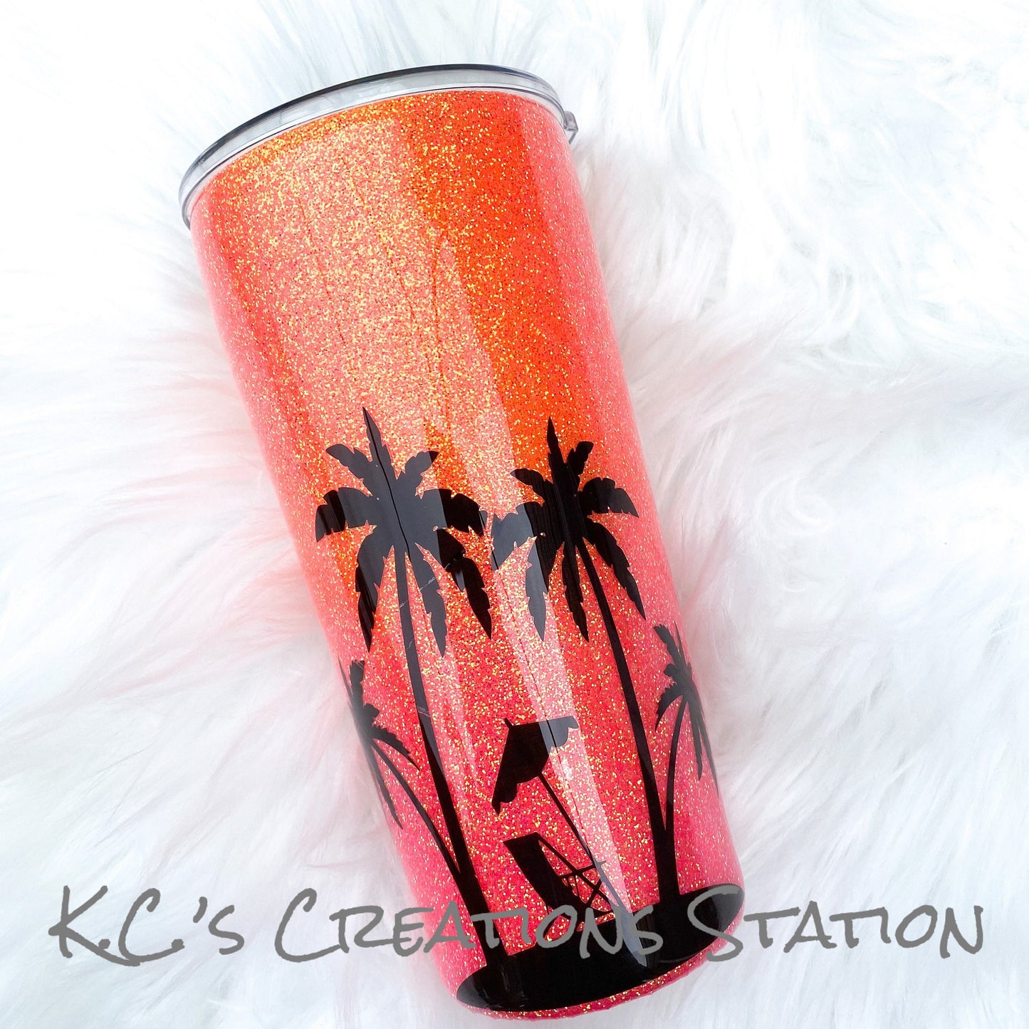 Sunset glitter tumbler, beach sunset glitter tumbler,beach themed cup, funny glitter tumbler, beach color glitter tumbler, birthday gift