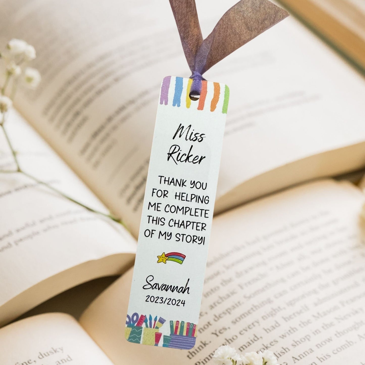 Personalized Teacher appreciation gift, Custom bookmark for child's educator, end of school bookmark, thoughtful keepsake, part of my story