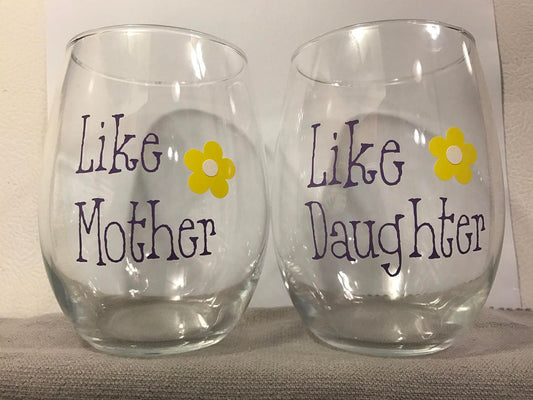 like mother like daughter, Mothers Daughter glasses, Mothers day gift, Gift for mom, Birthday for mom, Birthday for Daughter,