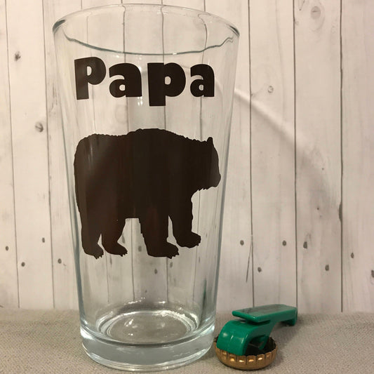 papa bear, papa bear glass, Fathers day gift, fathers day glass, gift for him, birthday for him