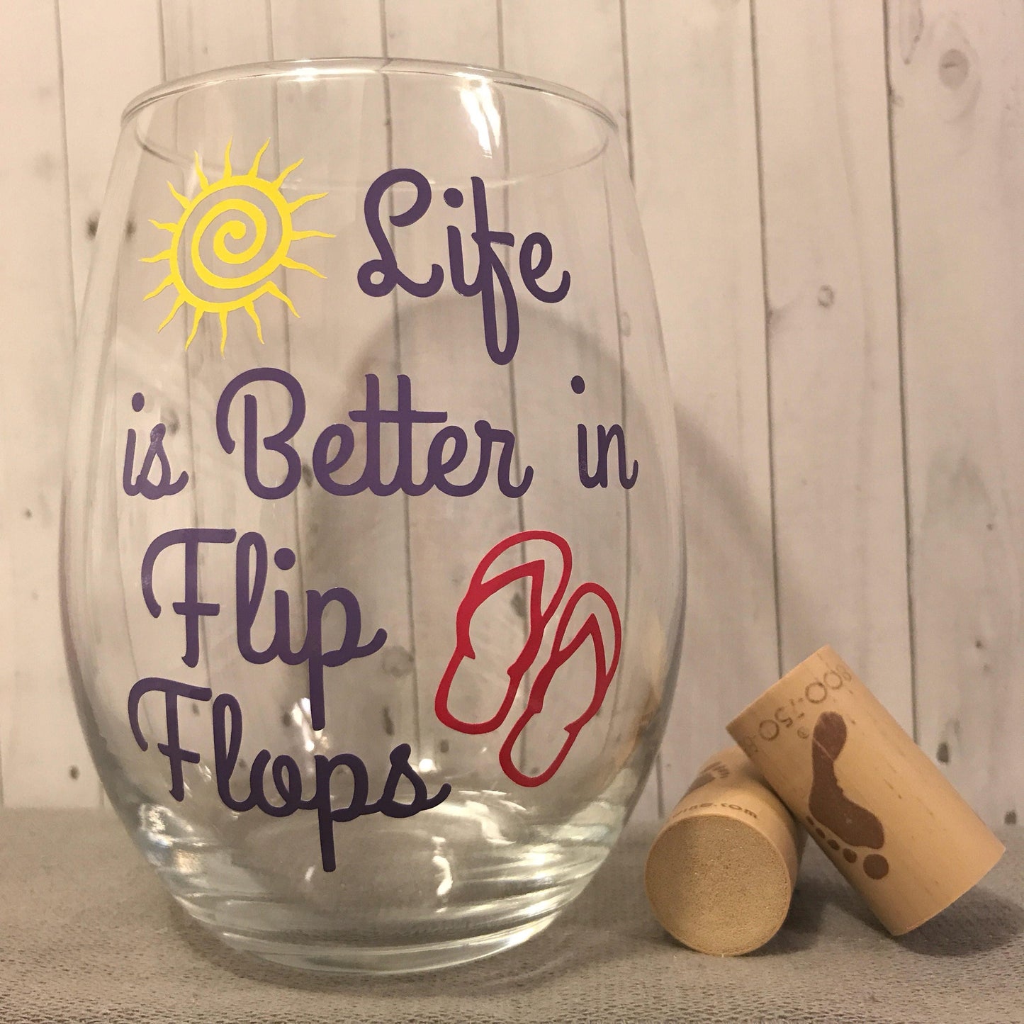 flip flop wine glass, beach wine glass, Christmas gifts, gifts for her, personalized summer wine glass