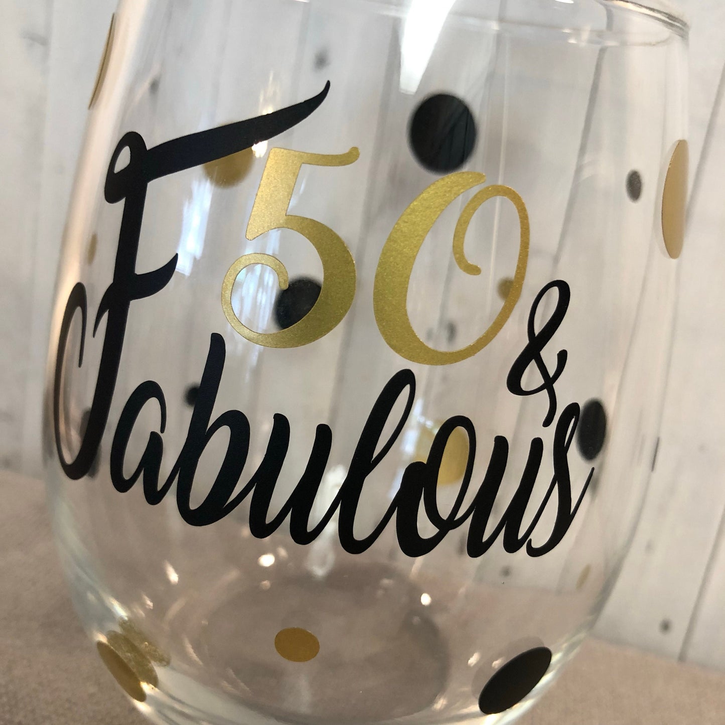 50 and Fabulous, 50th birthday gift, milestone birthday glass, persoanlized birthday for her, 60th birthday, christmas gift, retirement gift