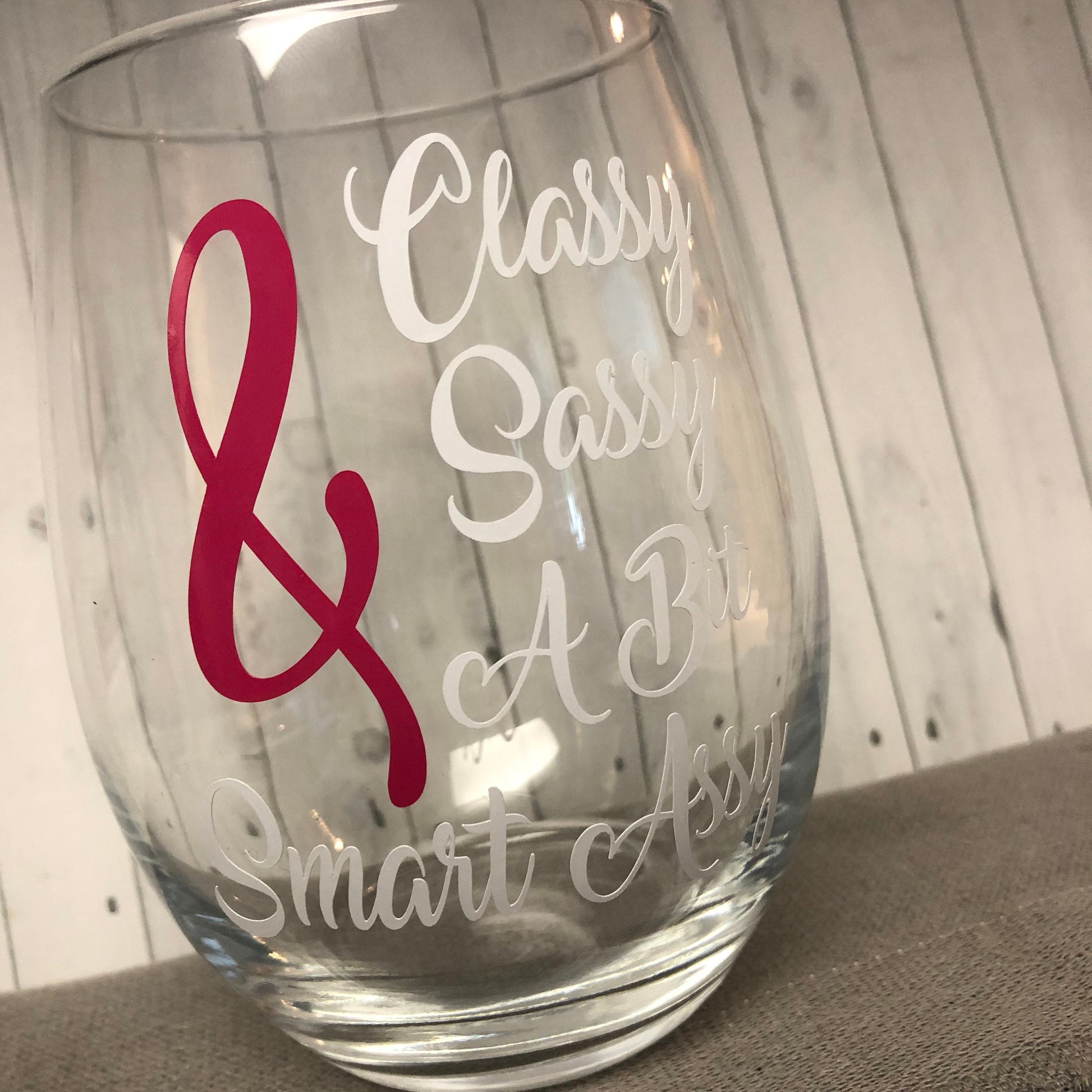 8 Assorted Wine Glasses with Quotes