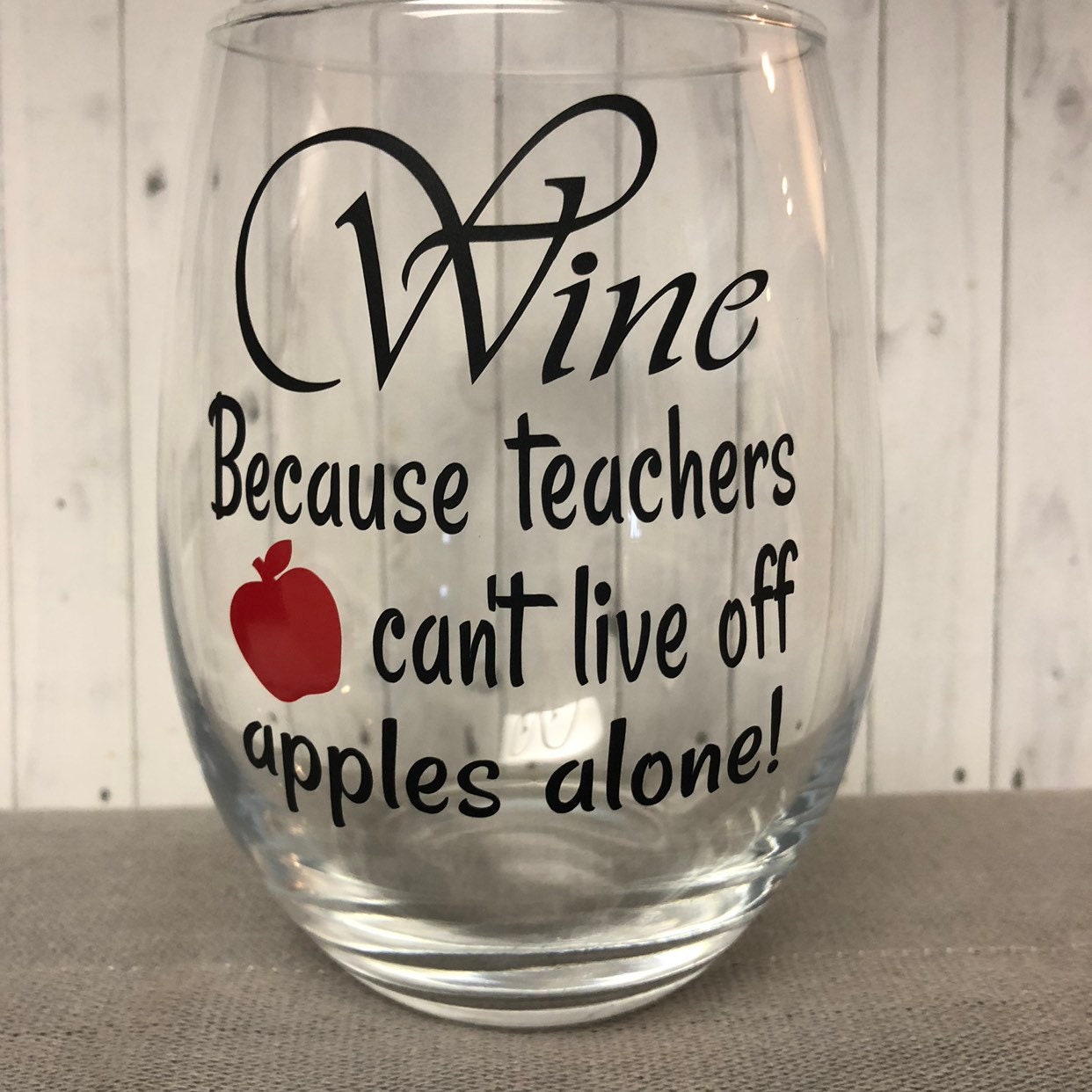 Personalized Floral Teacher Stemless Wine Glass, Design: TEACHER2