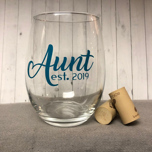 Aunt announcement glass, first time aunt glass, baby announcement gift, gift for aunt, first time Tia, baby announcement glass, gifts for