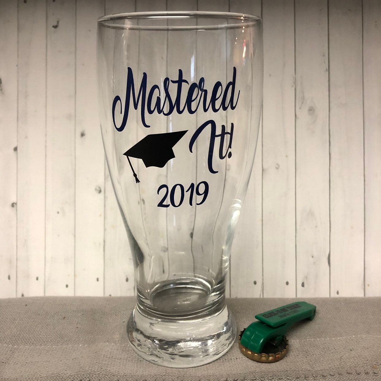 Mastered it pilsner glass, college graduation gift, grad gift, personalized graduation gift, gifts for him, gifts for her, class of 2019