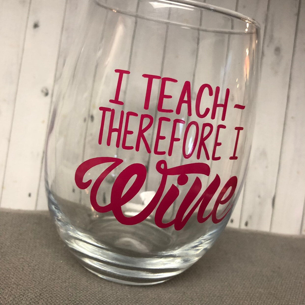 Personalized Floral Teacher Stemless Wine Glass, Design: TEACHER2