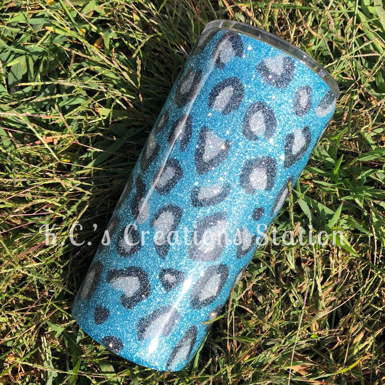 Ice blue leopard print tumbler, leopard glitter, glitter tumbler, funny glitter tumbler, stainless steel tumbler, birthday gift, Christmas