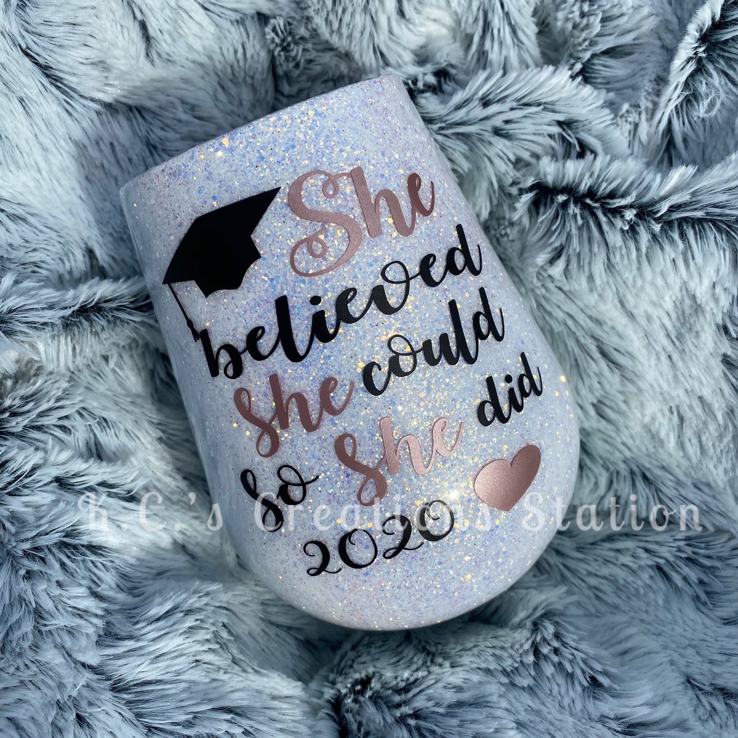 She believed she could so she did glitter tumbler, glitter tumbler, funny glitter tumbler, sorority gift, class of 2021, graduation gift