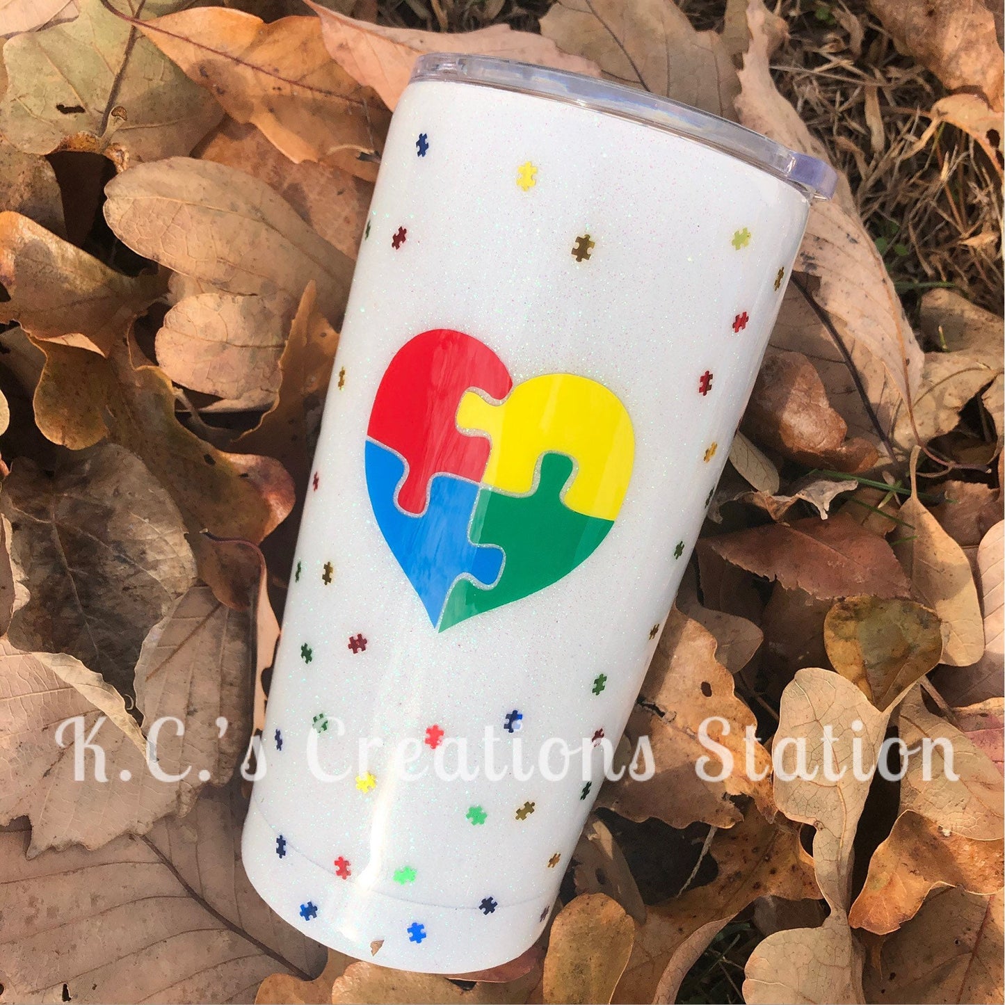 Autism awareness glitter tumble, glitter tumbler, special needs tumbler, stainless steel tumbler, proud kindness tumbler, Christmas gift