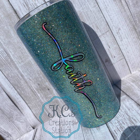 Faith glitter tumbler, christian glitter cup, glitter, christmas gift, faith and Jesus tumbler, opal glitter tumbler