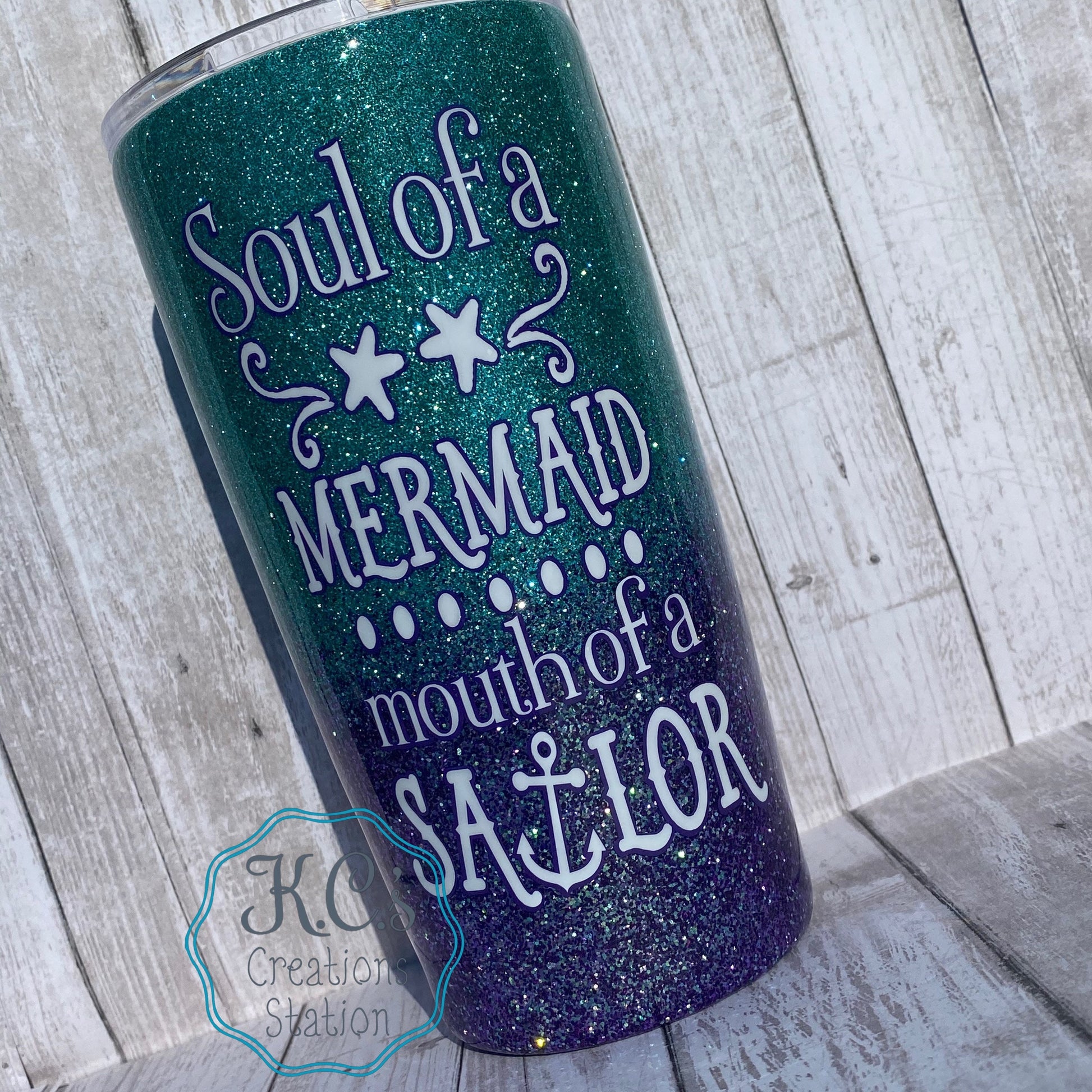 Soul of a mermaid mouth of sailor tumbler, glitter tumbler, funny glitter tumbler, stainless steel tumbler, funny birthday gift, Christmas