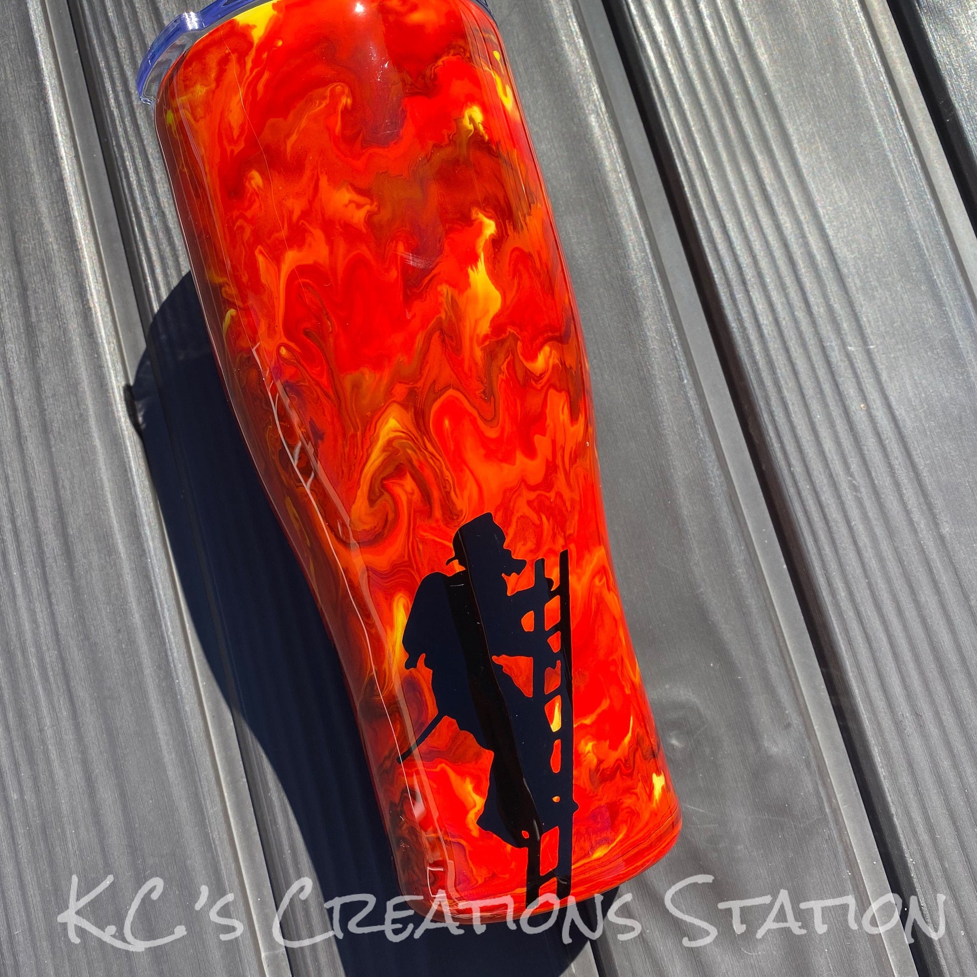 Fireman marbled ink tumbler, fireman tumbler, funny first responder tumbler, stainless steel tumbler, funny birthday gift, Christmas gift