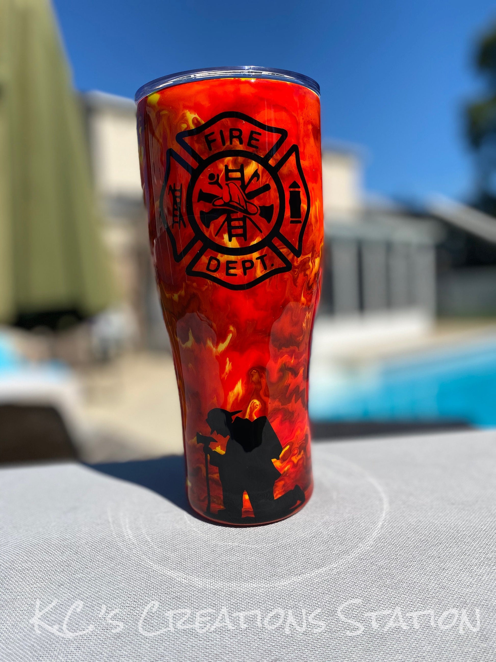 Fireman marbled ink tumbler, fireman tumbler, funny first responder tumbler, stainless steel tumbler, funny birthday gift, Christmas gift