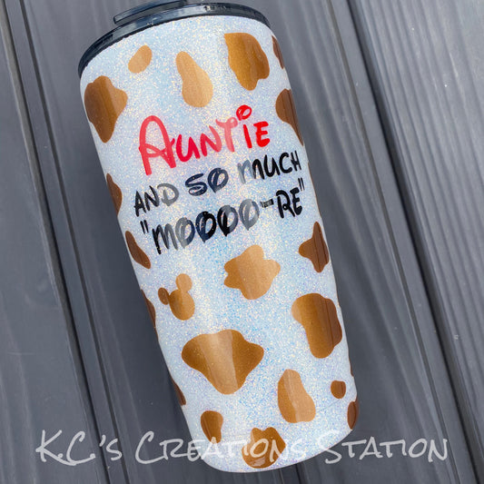 cow print hidden mickey head tumbler, Cow lovers glitter tumbler, not today heifer, special Aunt gift, so much mooo-re, Christmas cow lover