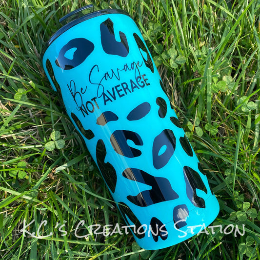 Be savage not average animal print tumbler, savage tumbler, animal print tumbler, wild and bougie, leopard print tumbler, personalizeB