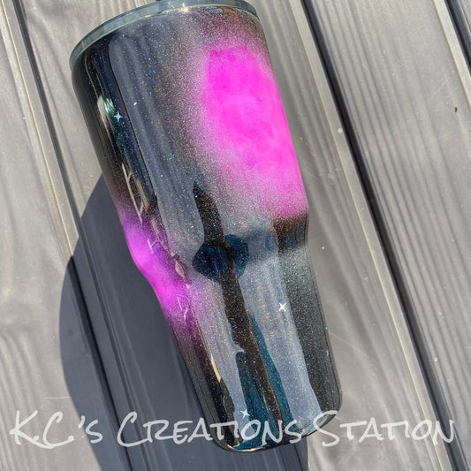 Galaxy tumbler, glittered galaxy tumbler, purple pink galaxy space tumbler