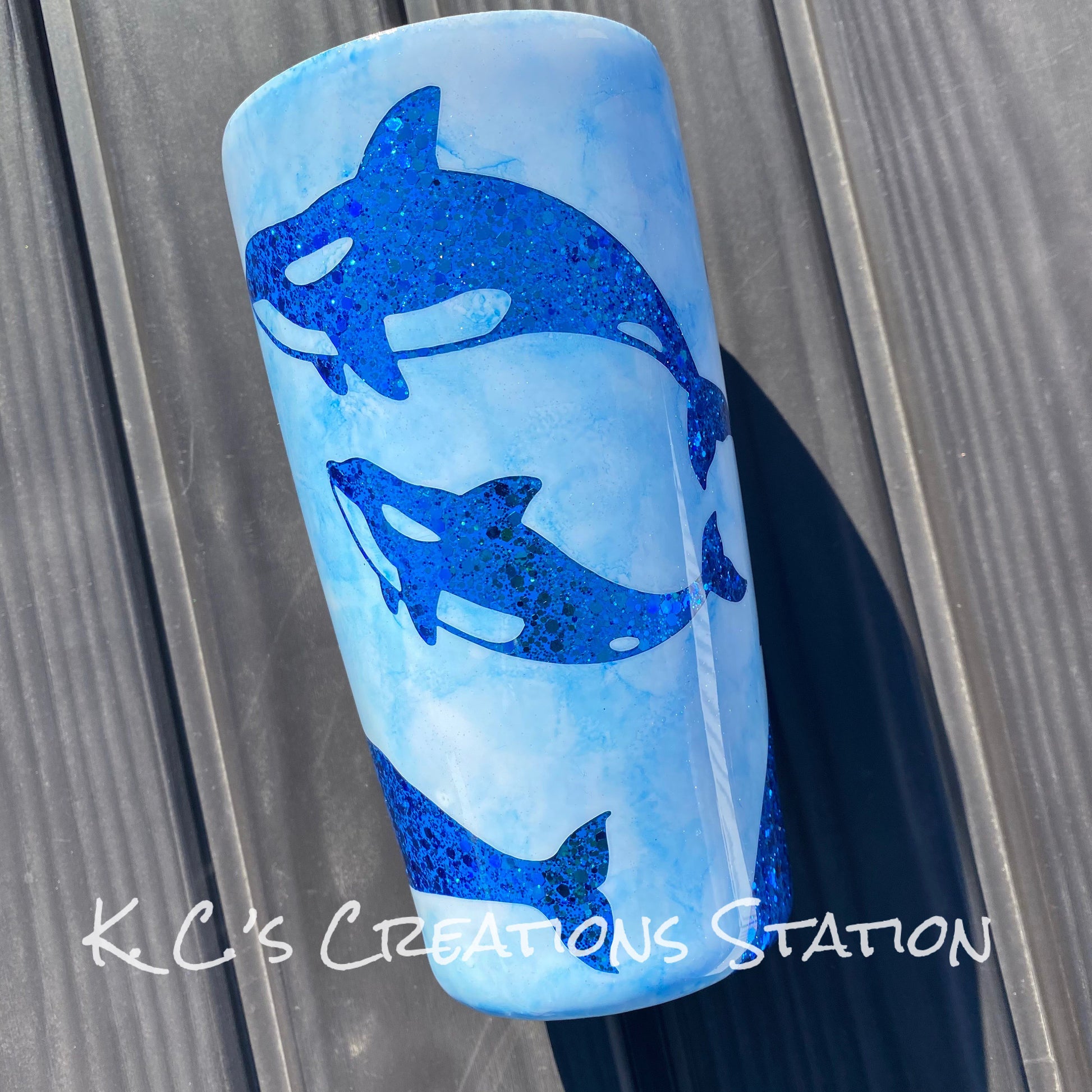 Whale and Dolphin peek a boo watercolor tumbler, empty the tanks tumbler, baby blue dolphin glitter tumbler, dolphin lover cup, orca lover