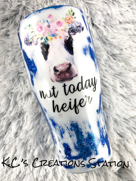 cow print glitter tumbler, Cow lovers glitter tumbler, not today heifer, heifers be trippin tumbler , so much mooo-re, Christmas Gift