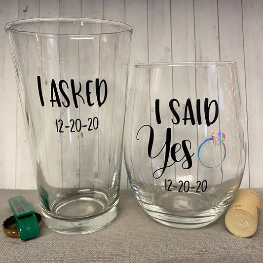 I asked I said yes engagement gift, engagement party gift, party favors, wedding gifts, personalized bridal shower, remembrance gift