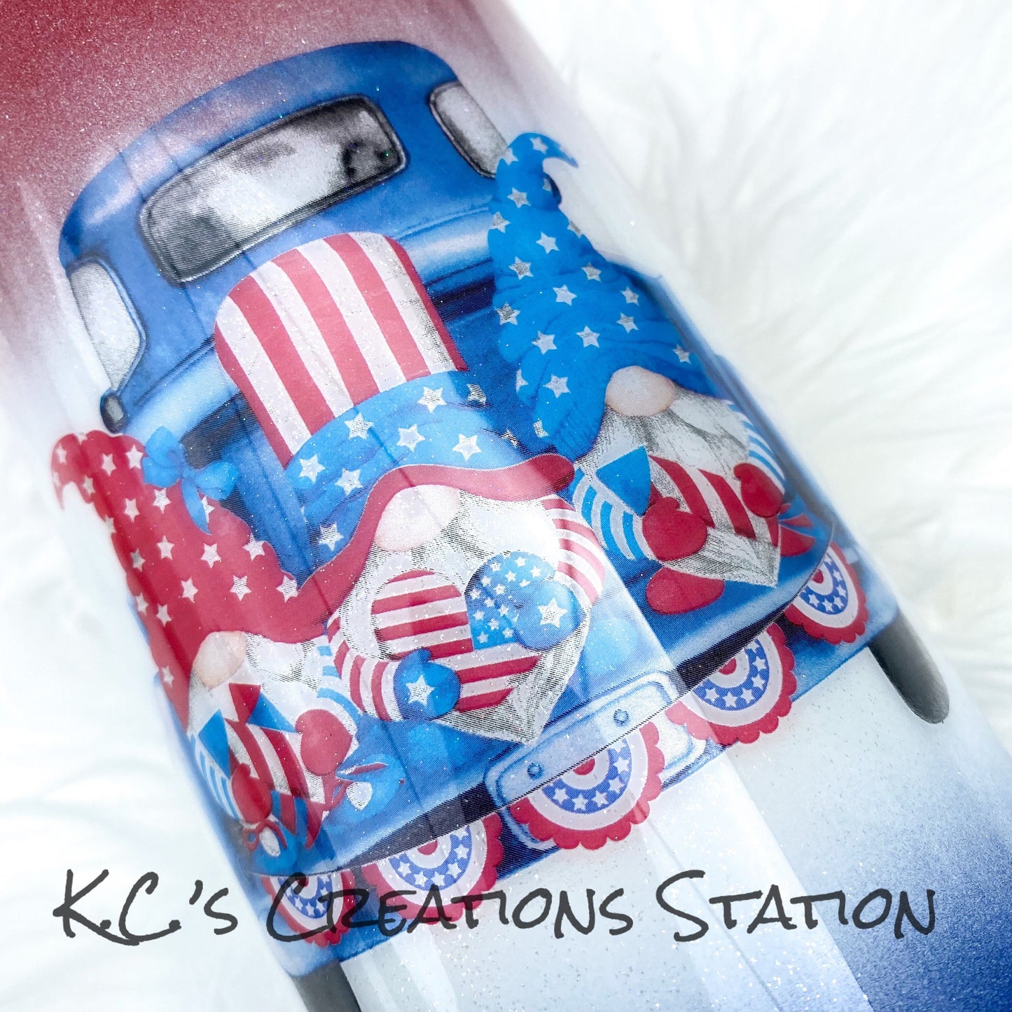 Patriotic gnomes glitter tumbler, Patriotic glitter tumbler, gnome lover, American Pride tumbler, 4th of July tumbler, 1st responder tumbler