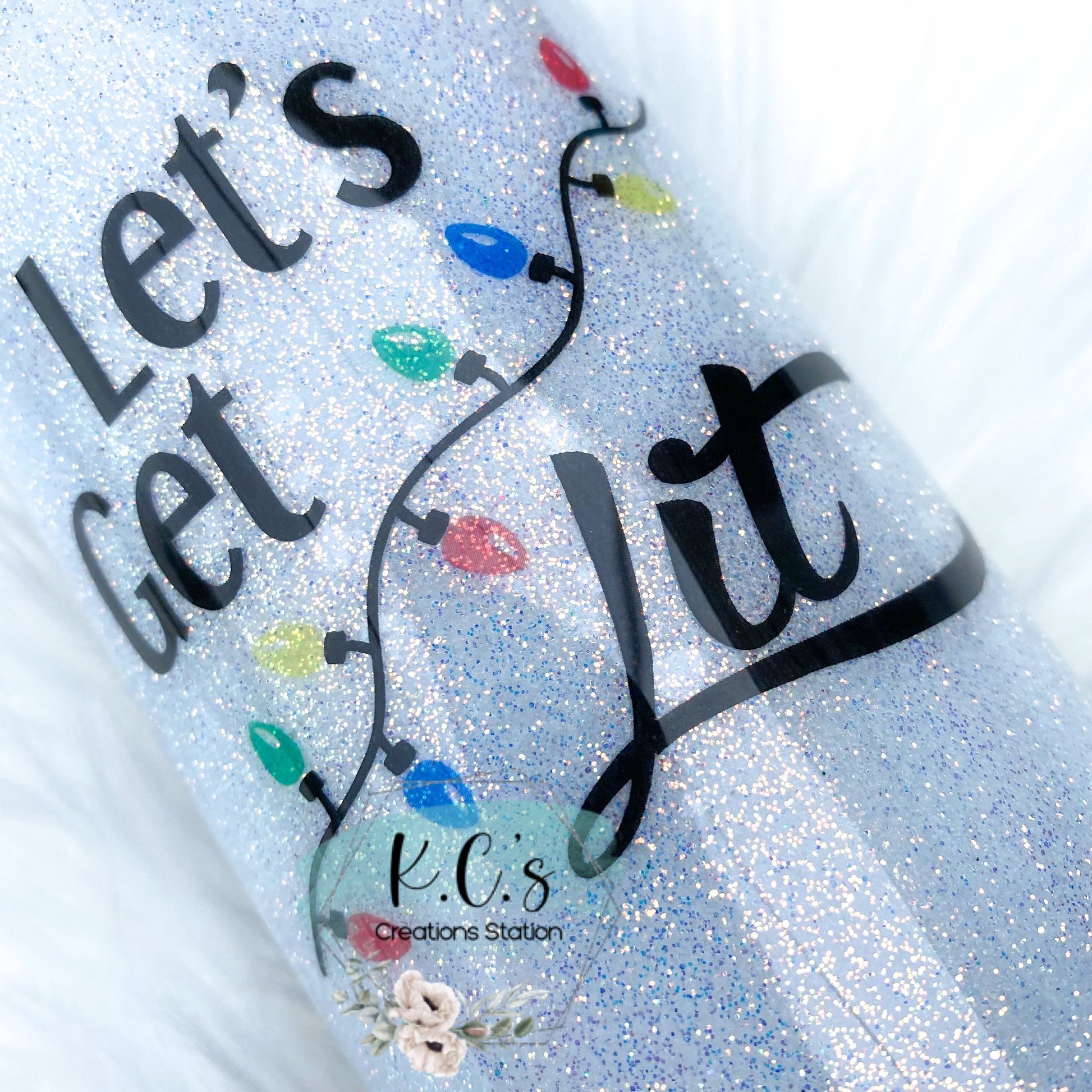 Let’s get lit Christmas glitter tumbler,  funny Christmas tumbler, split cup glitter and wood grain, let’s get lit holiday gift, Pollyanna