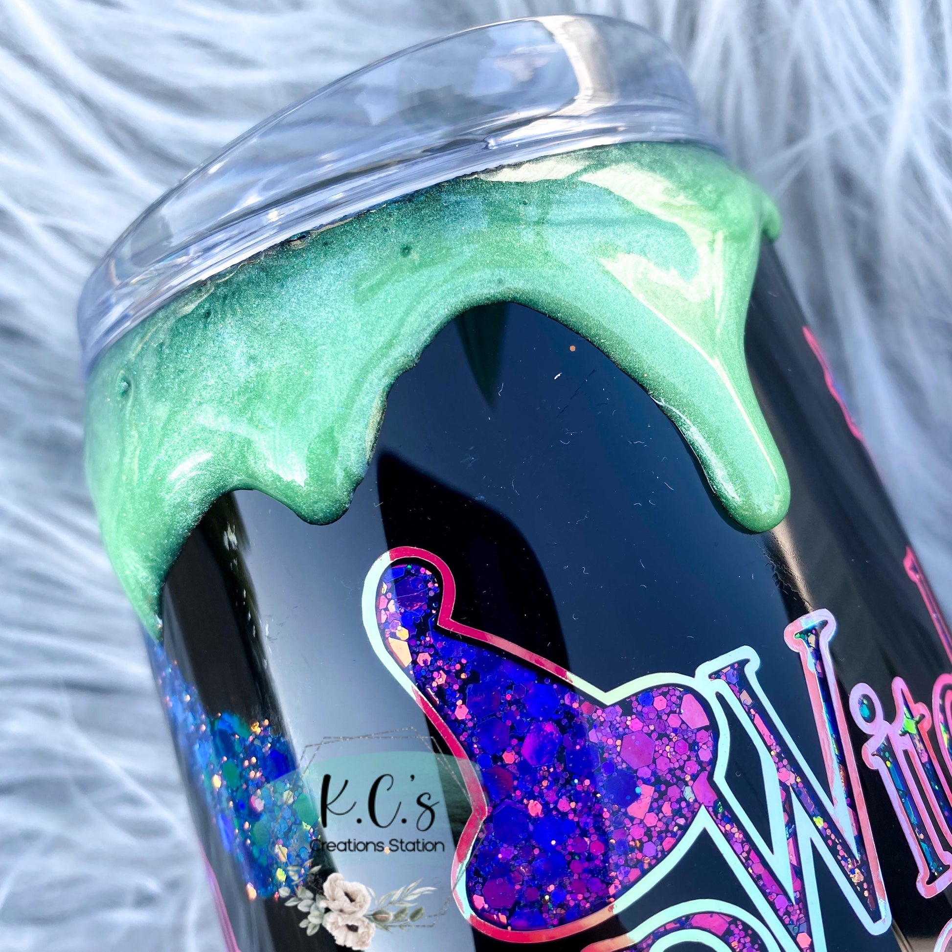 16oz Halloween Iridescent Glass Tumbler With Cauldron Straw Charm. – Just  For Lookz Creations