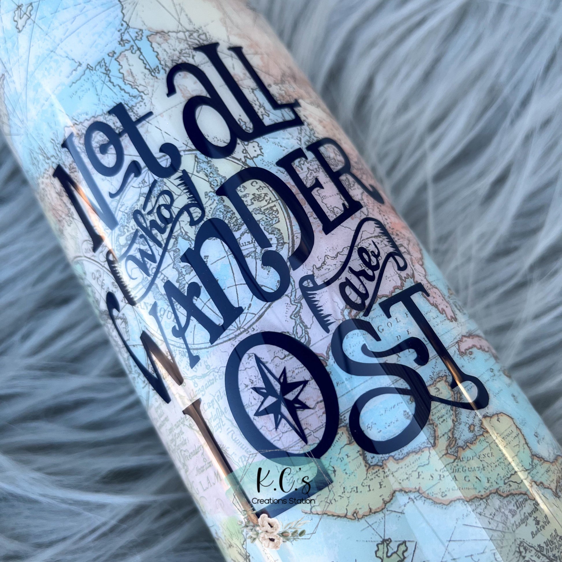 not all who wander are lost tumbler, travelers tumbler, hiking lovers tumbler, world map glitter tumbler, mountains and seascapes lovers