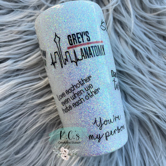 Grey's inspired tumbler, glitter tumbler, girl power tumbler, stainless steel tumbler, funny birthday gift, Christmas gift, sports m