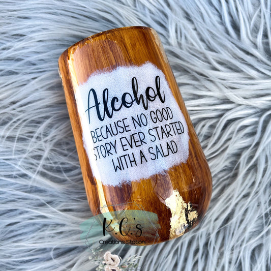 woodgrain glitter tumbler, funny saying foil and gold flake tumbler, gold foil distressed tumbler, Mother's day gift, alcohol saying.