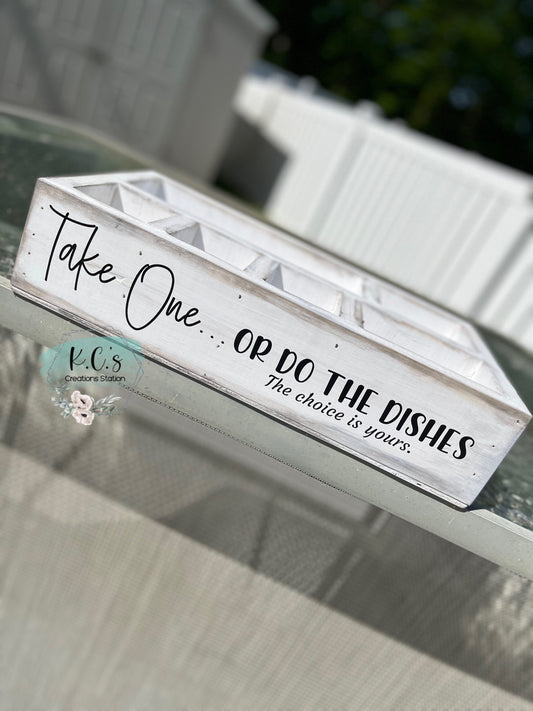 Utensil caddy, take one or do the dishes, rustic utensil caddy, BBQ essentials, backyard party planning, party utensil holder for any event