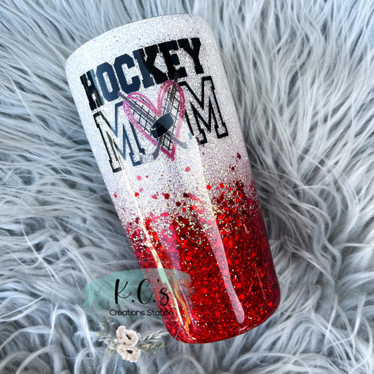 Hockey mom glitter tumbler, glitter tumbler, funny glitter tumbler, stainless steel tumbler, funny birthday gift, Christmas gift, sports mom