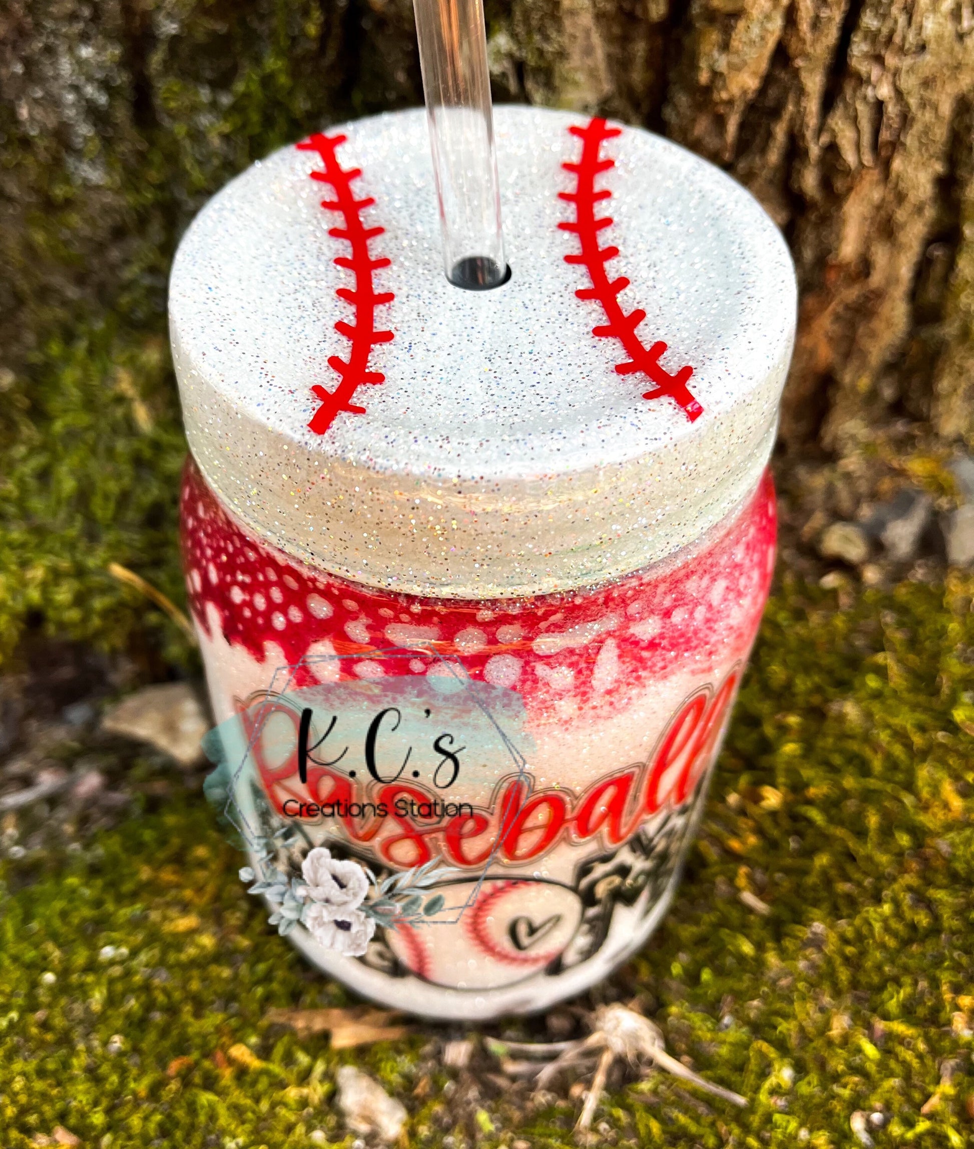 Baseball mom glitter mason jar, baseball mom glitter tumbler, baseball –  K.C.'s Creations Station