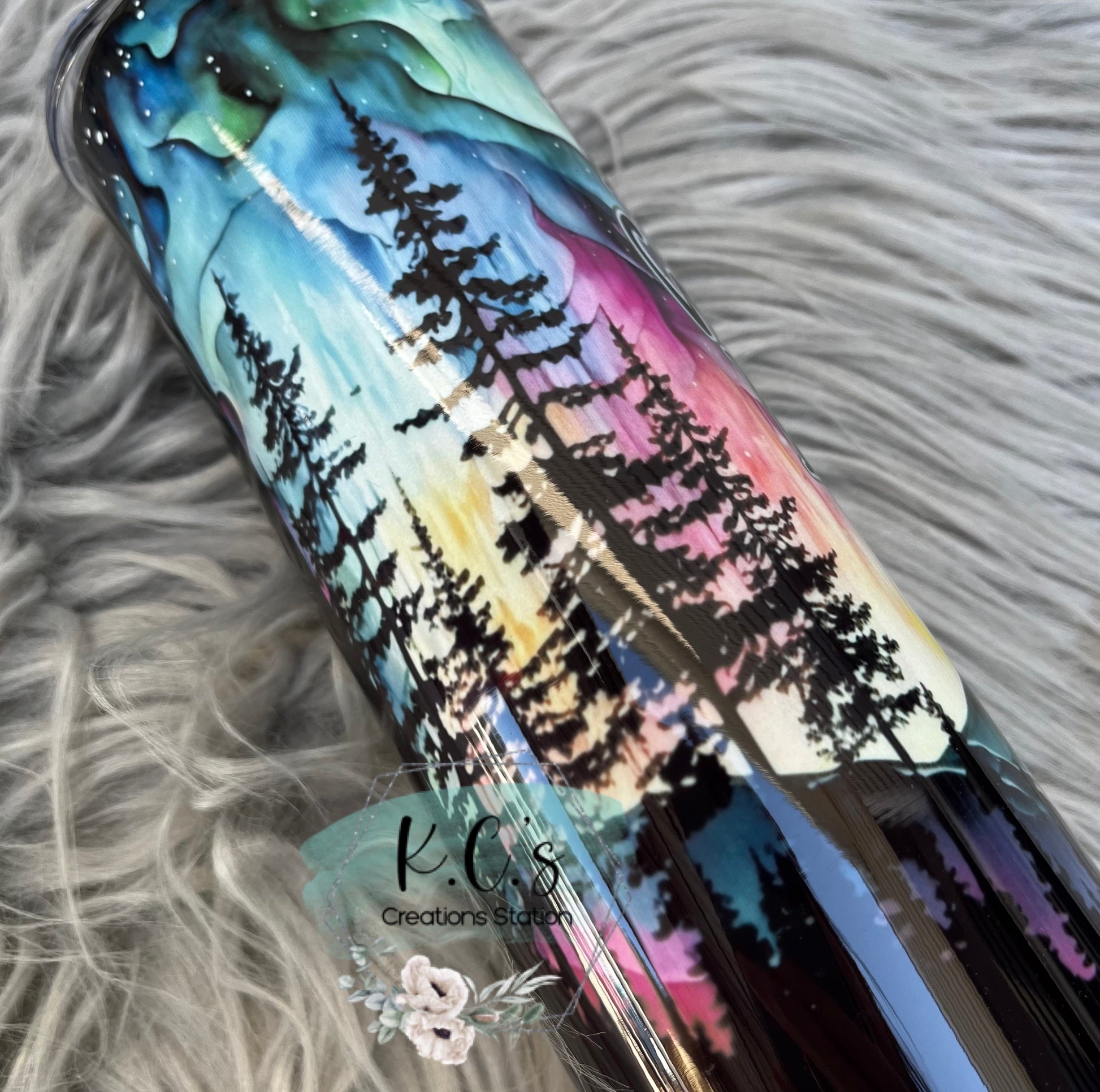 Not all who wander are lost sublimation tumbler, sublimation northern lights tumbler, northern lights and mountains, personalized tumbler