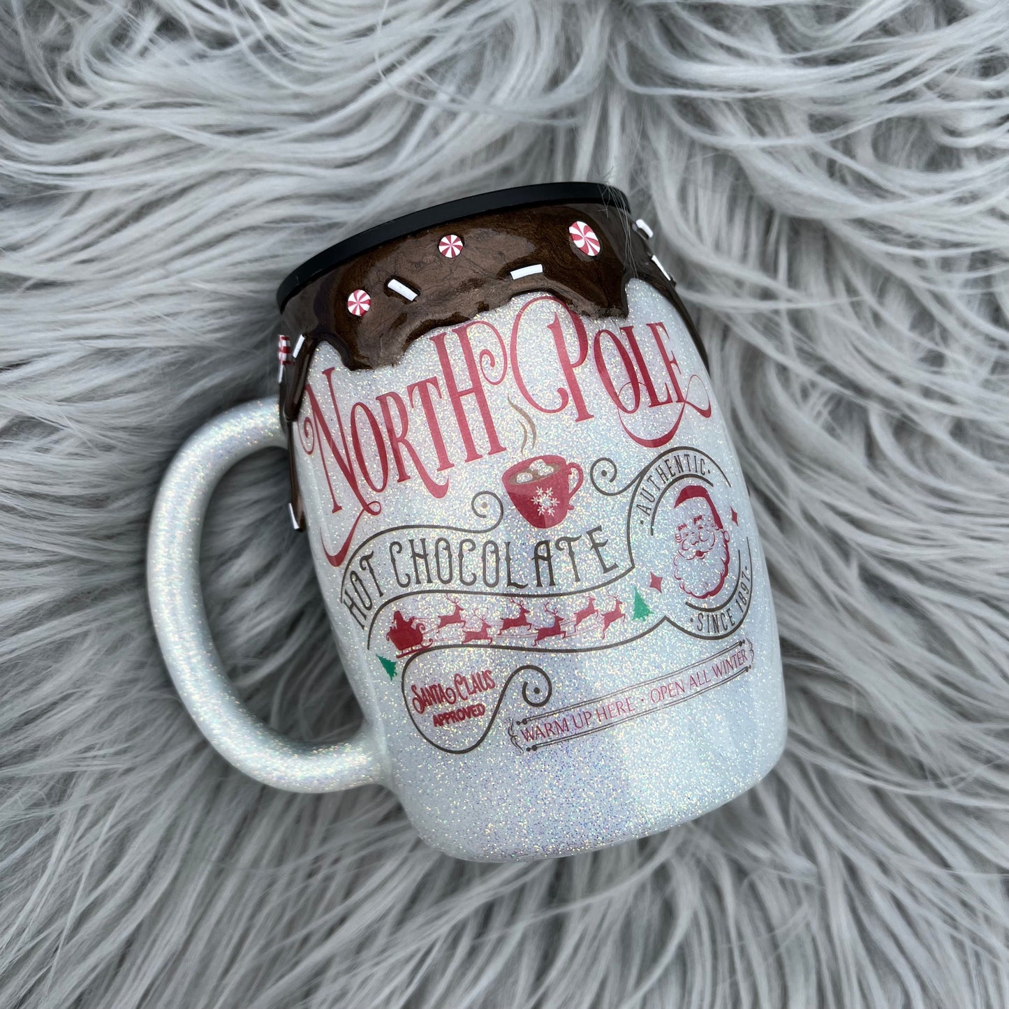 Hot chocolate dripping glittered christmas mug, RTS dripping coco mug , christmas tumbler, funny glitter tumbler, stainless steel tumbler, funny