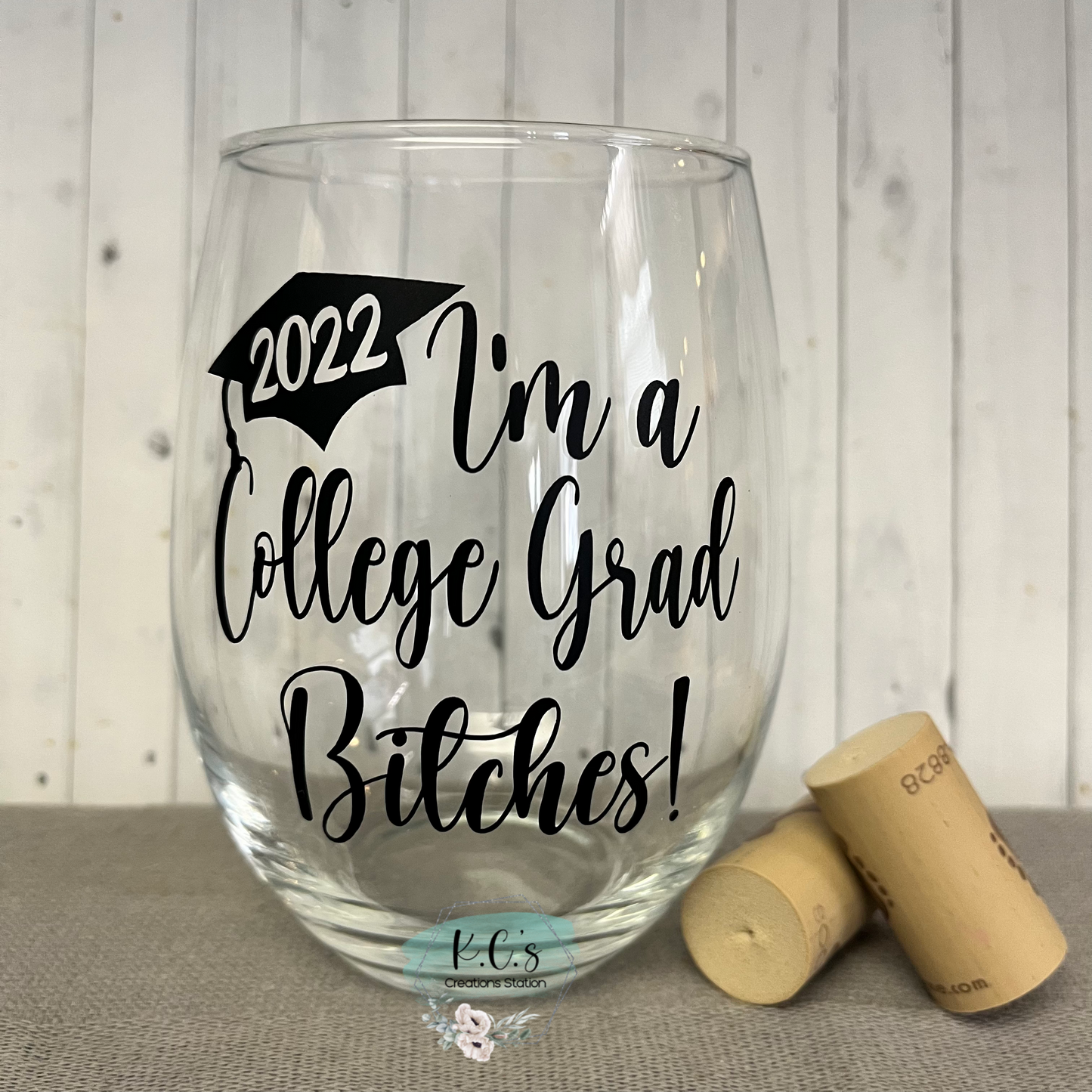 College Wine Glass 